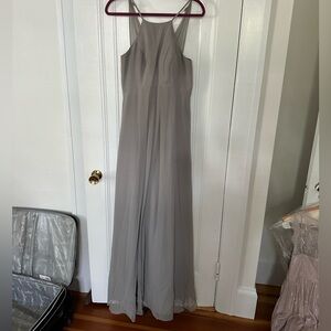 Floor length gray formal dress
